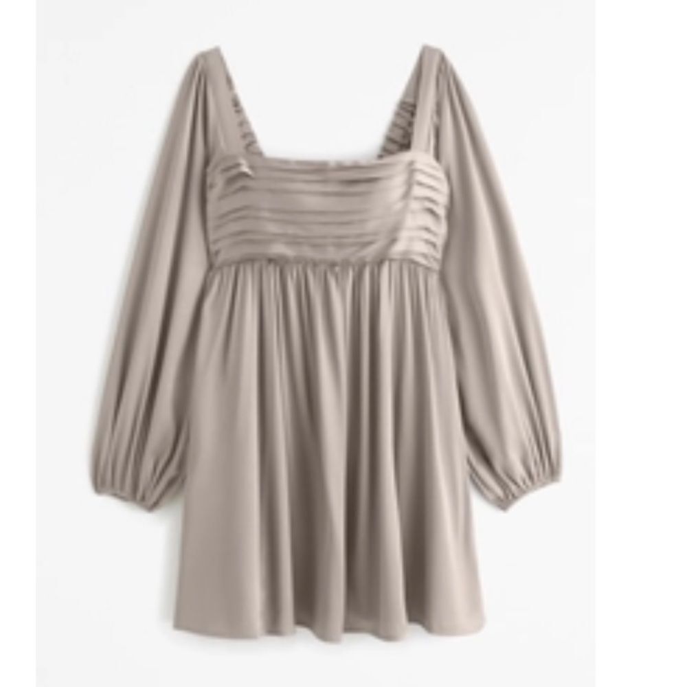 Abercrombie & Fitch Women Emerson Satin long sleeve mini dress gray SM NWT!